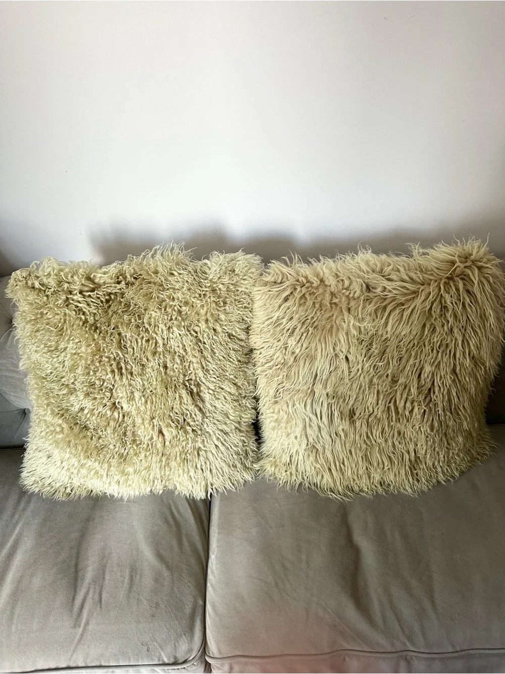 Set of Two Decorative Sheep Wool Pillows